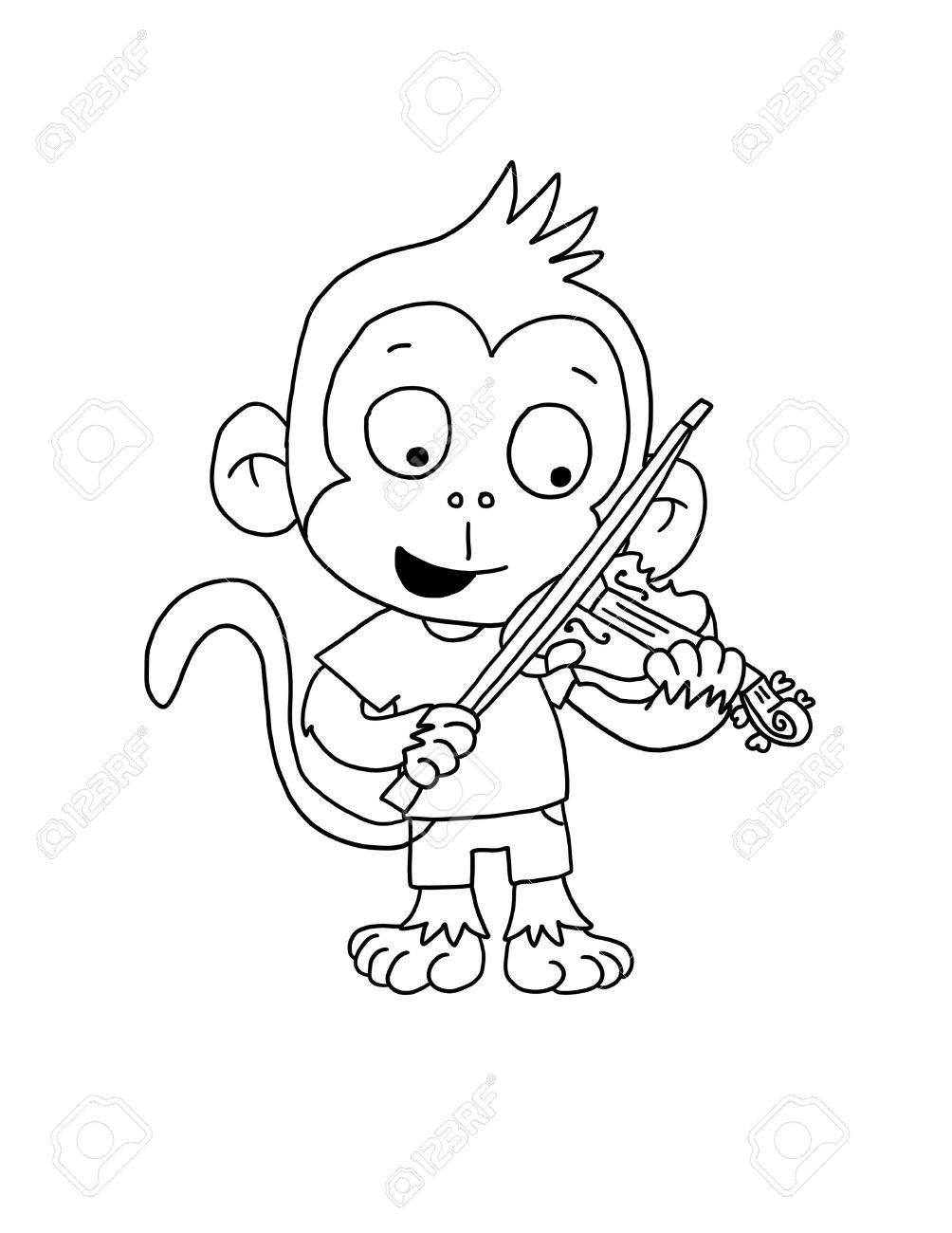 Desenho deMacaco Tocando Violino para colorir