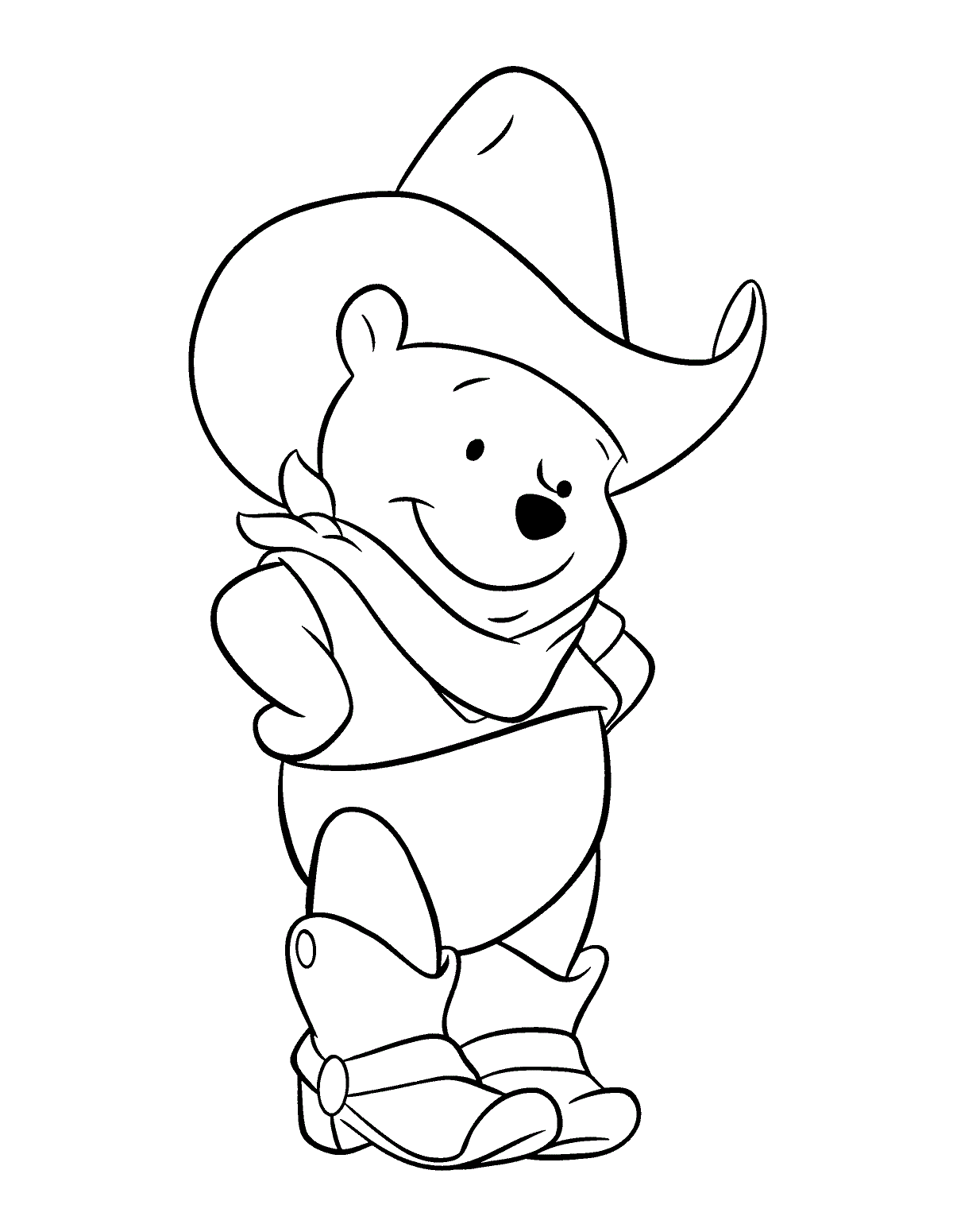 Desenho de Pooh o Cowboy para colorir