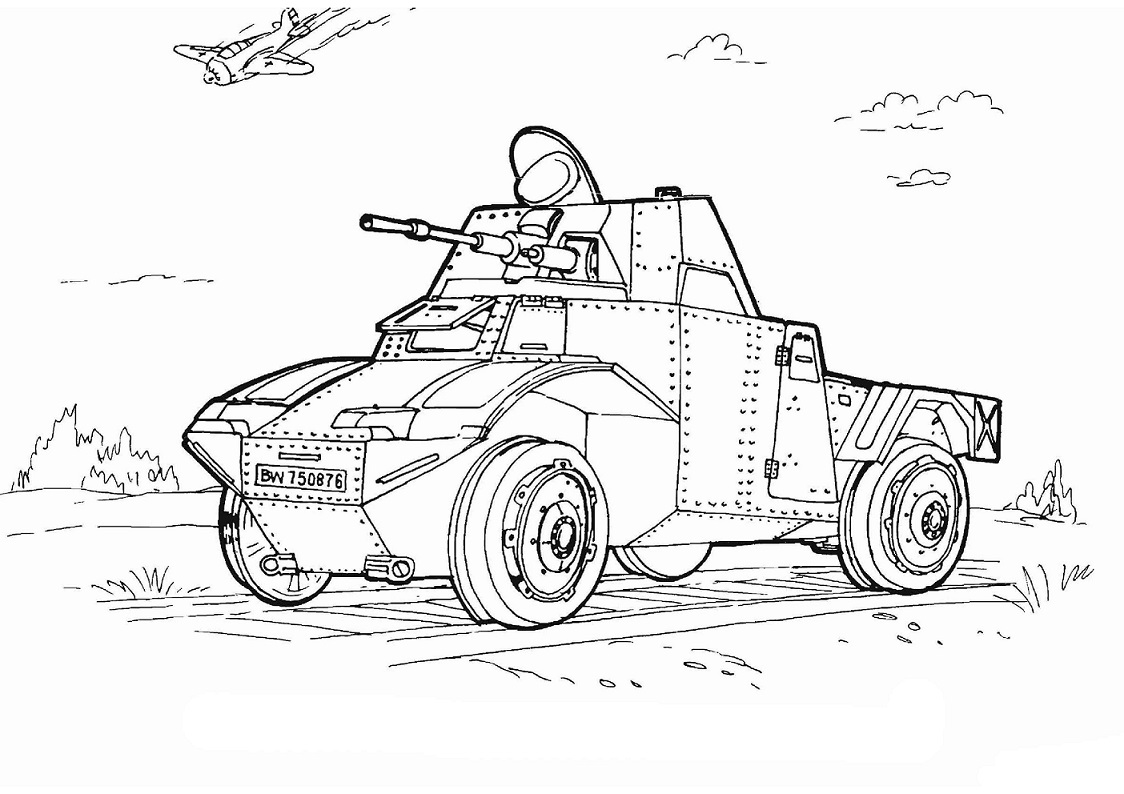 Desenho deCarro do Exército para colorir