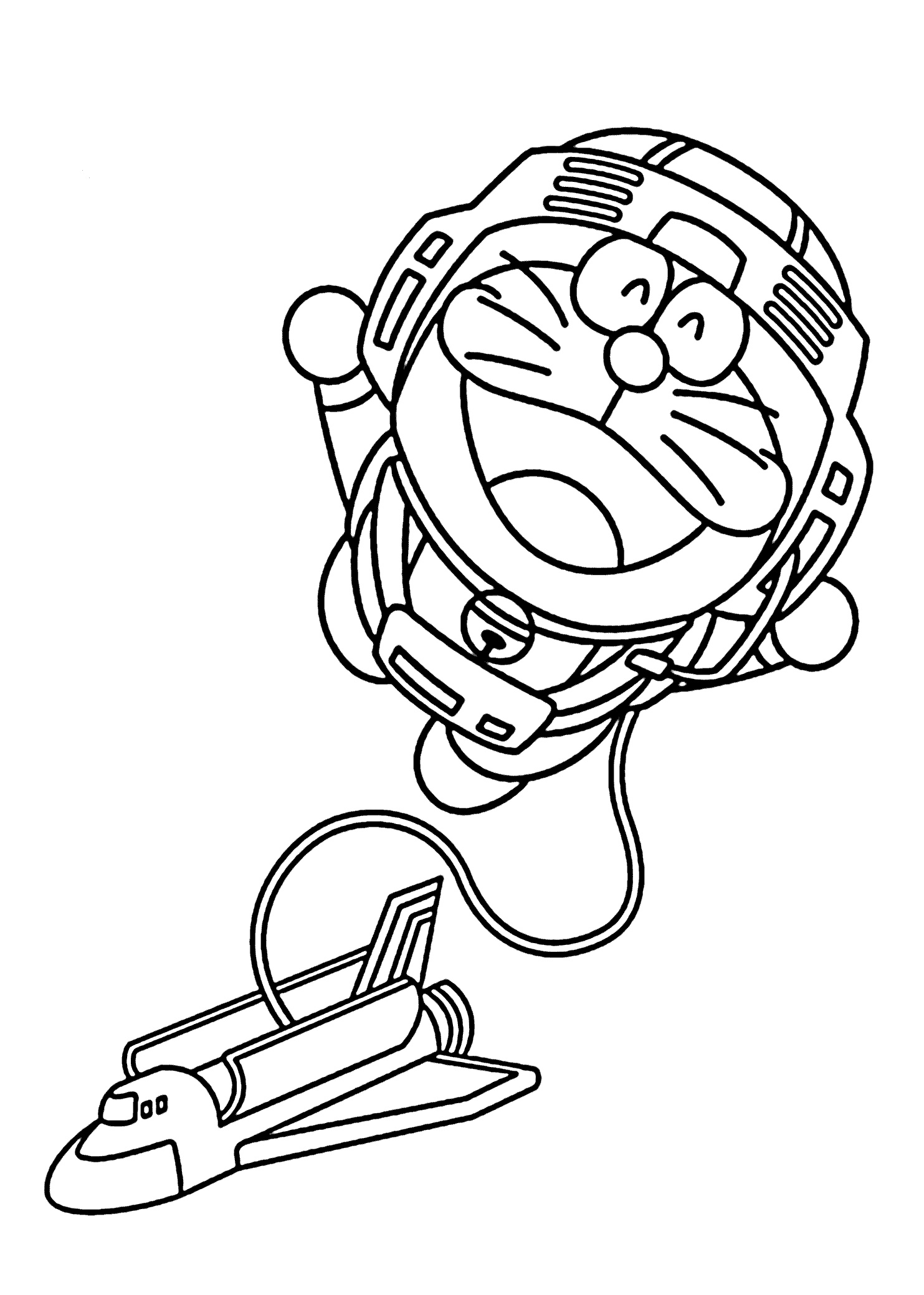 Desenho deDoraemon e Nave Espacial para colorir