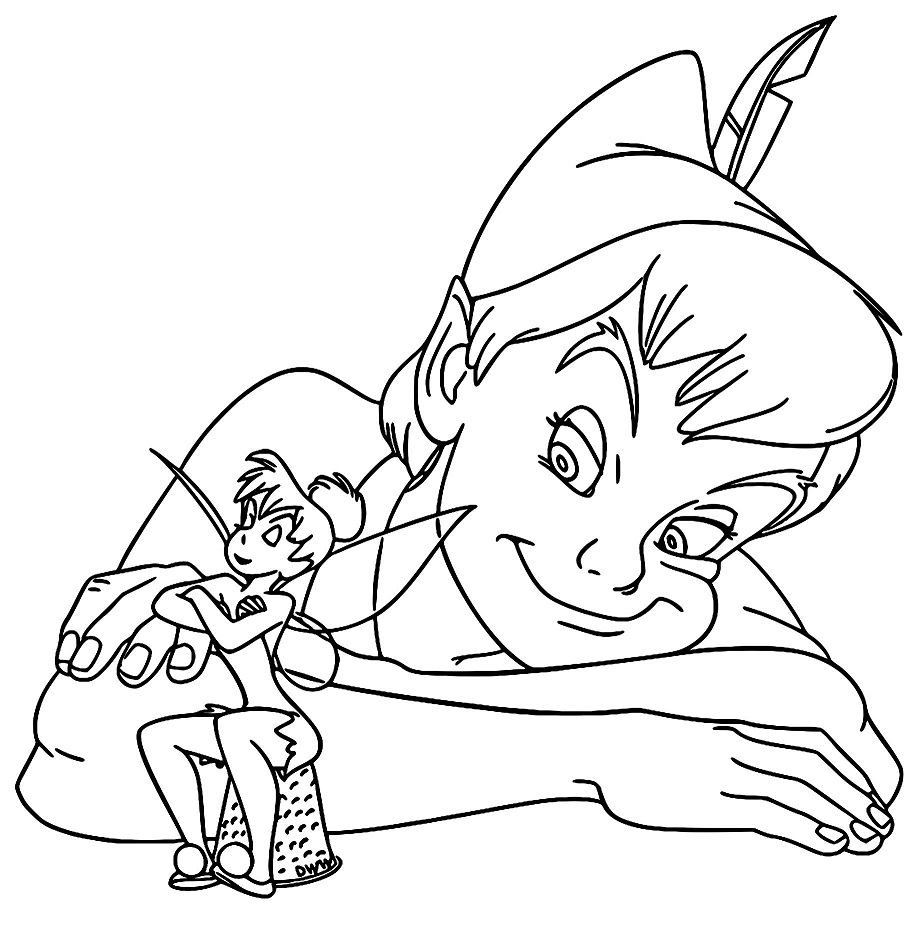 Desenho dePeter Pan e Sininho para colorir