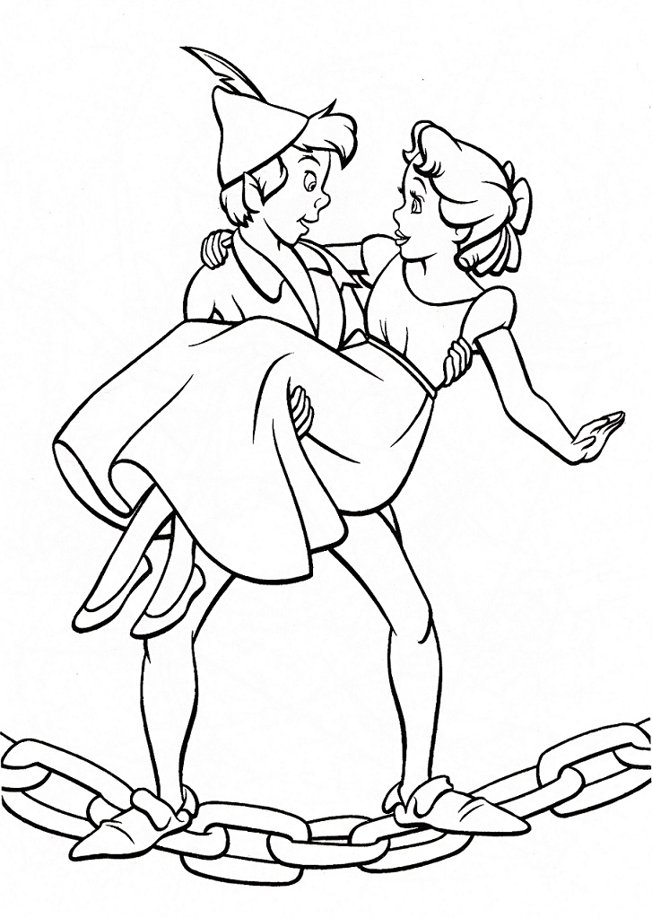 Desenho dePeter Pan e Wendy para colorir