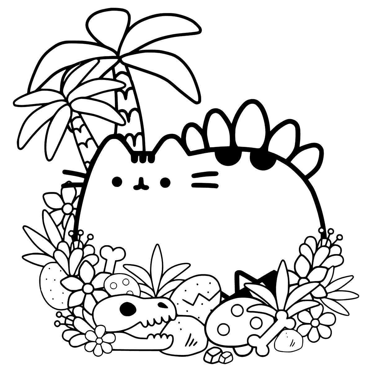 Desenho deDinossauro Pusheen para colorir