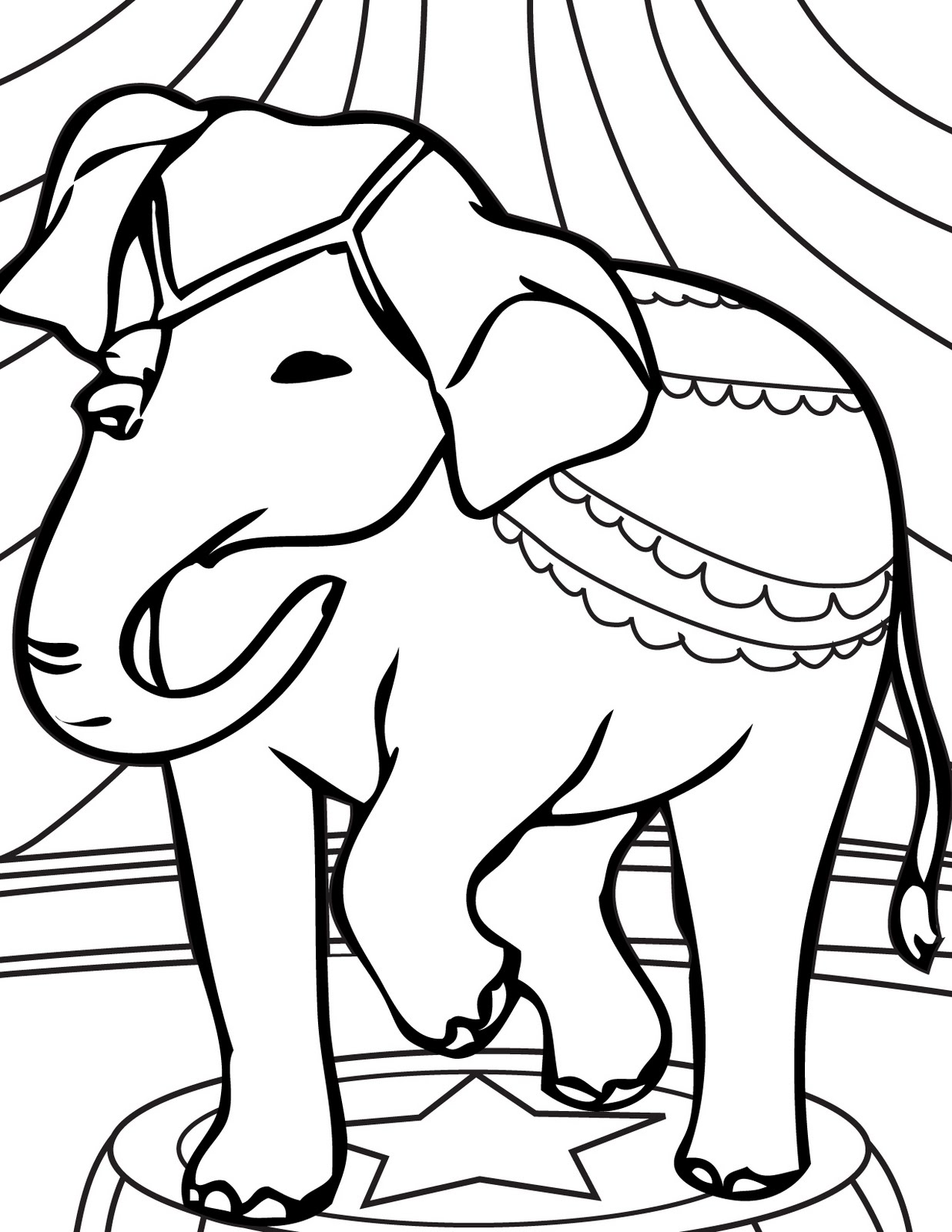 Desenho deElefante no Circo para colorir