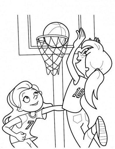 Desenho deMeninas Jogando Basquete para colorir