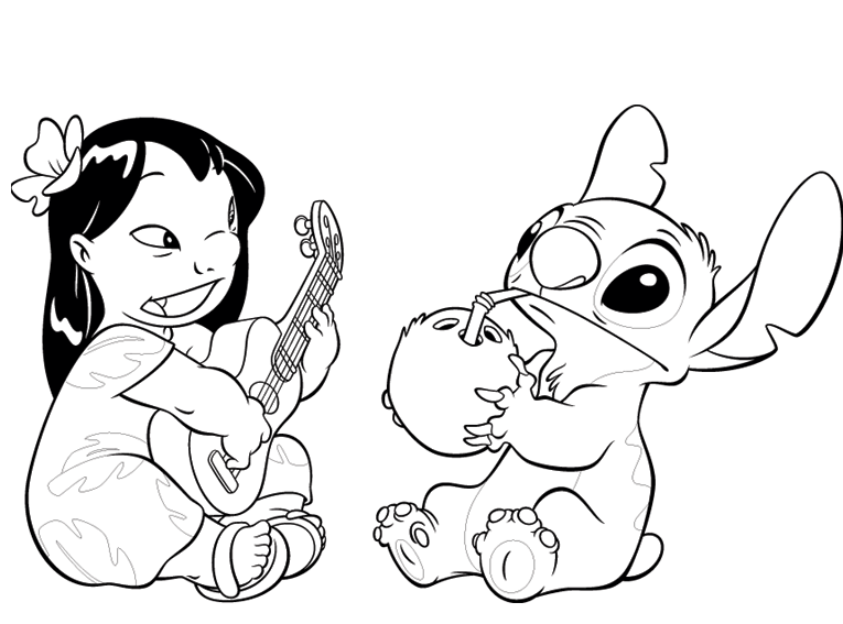 Desenho de Lilo & Stitch para colorir