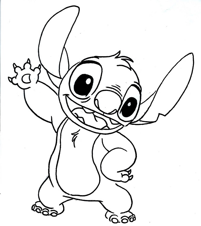 Desenho de Stitch Dizendo Olá para colorir