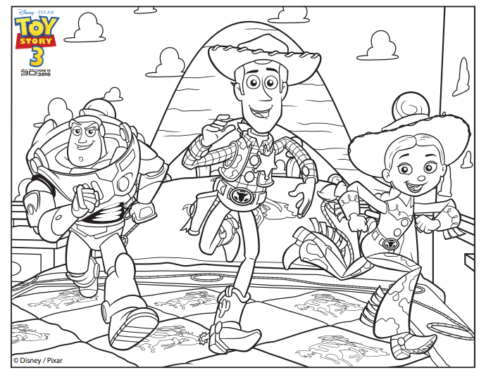 Desenho deBuzz, Woody e Jessie para colorir