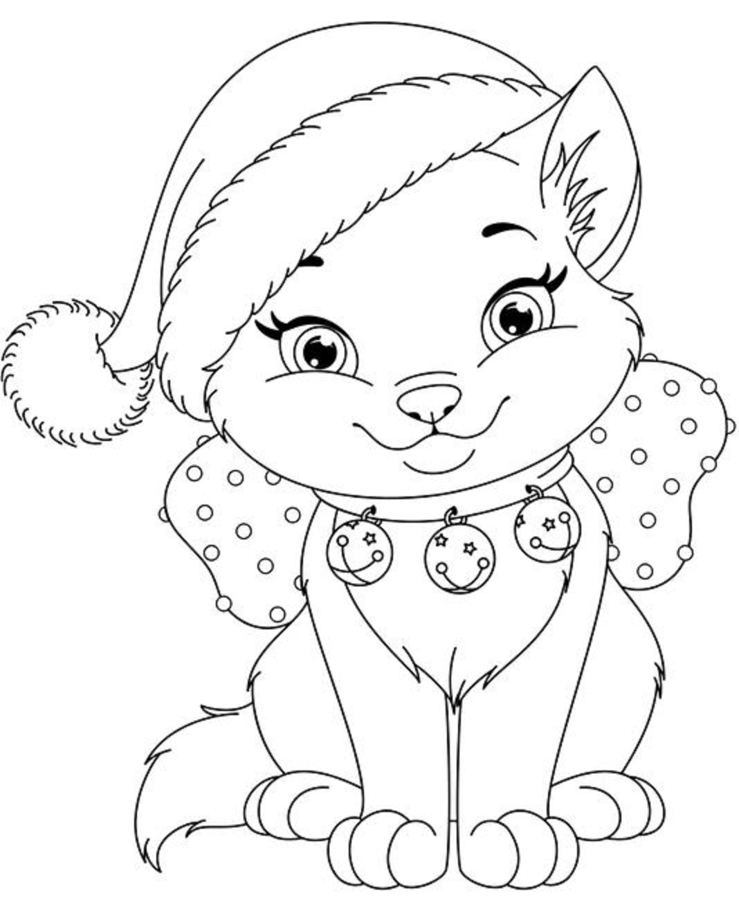 Desenho deGatinho de Natal para colorir