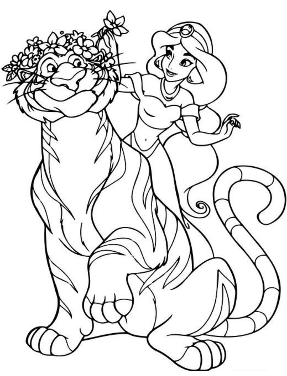 Desenho deRajah e Jasmine para colorir