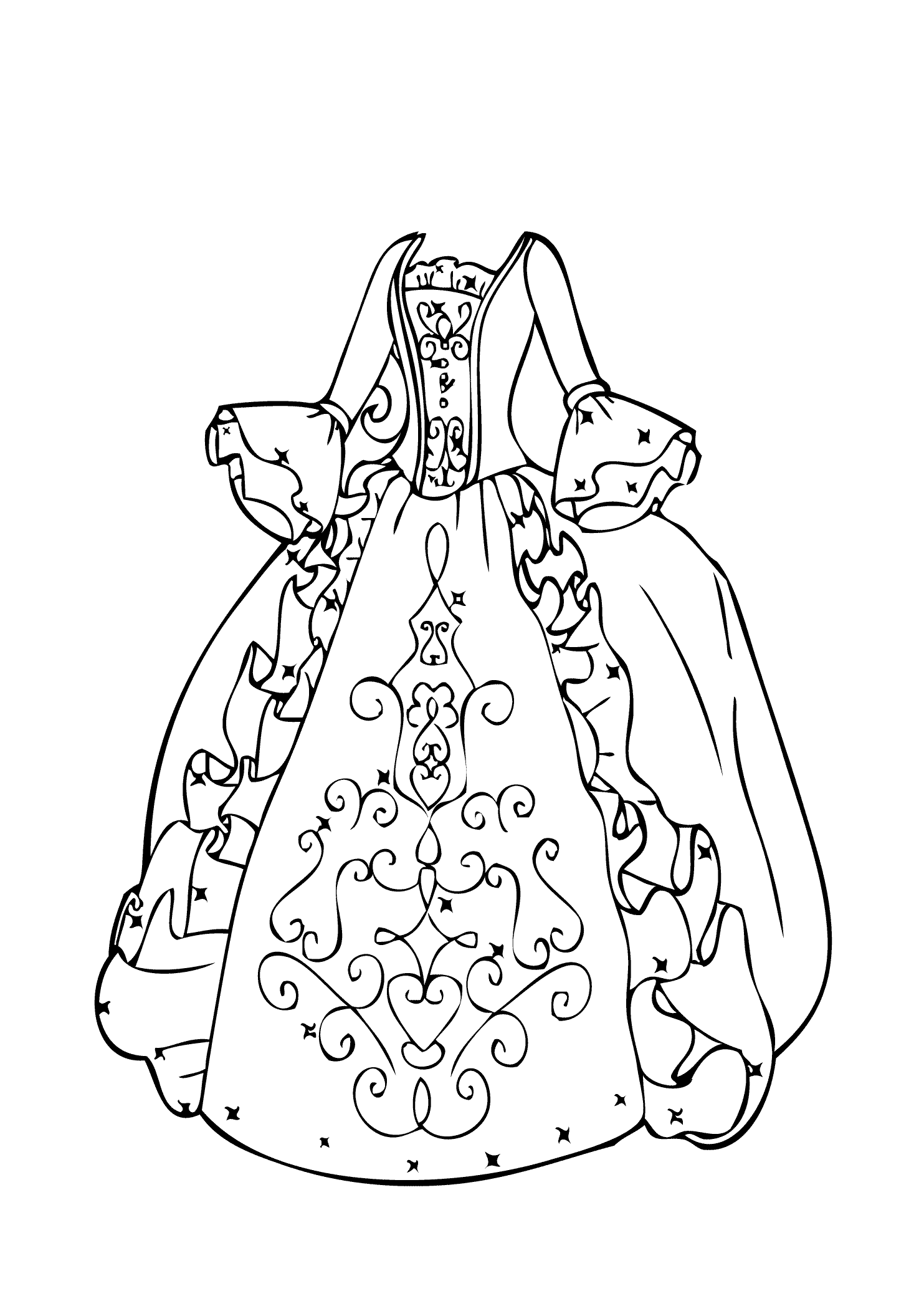 Desenho deLindo Vestido para Princesa para colorir