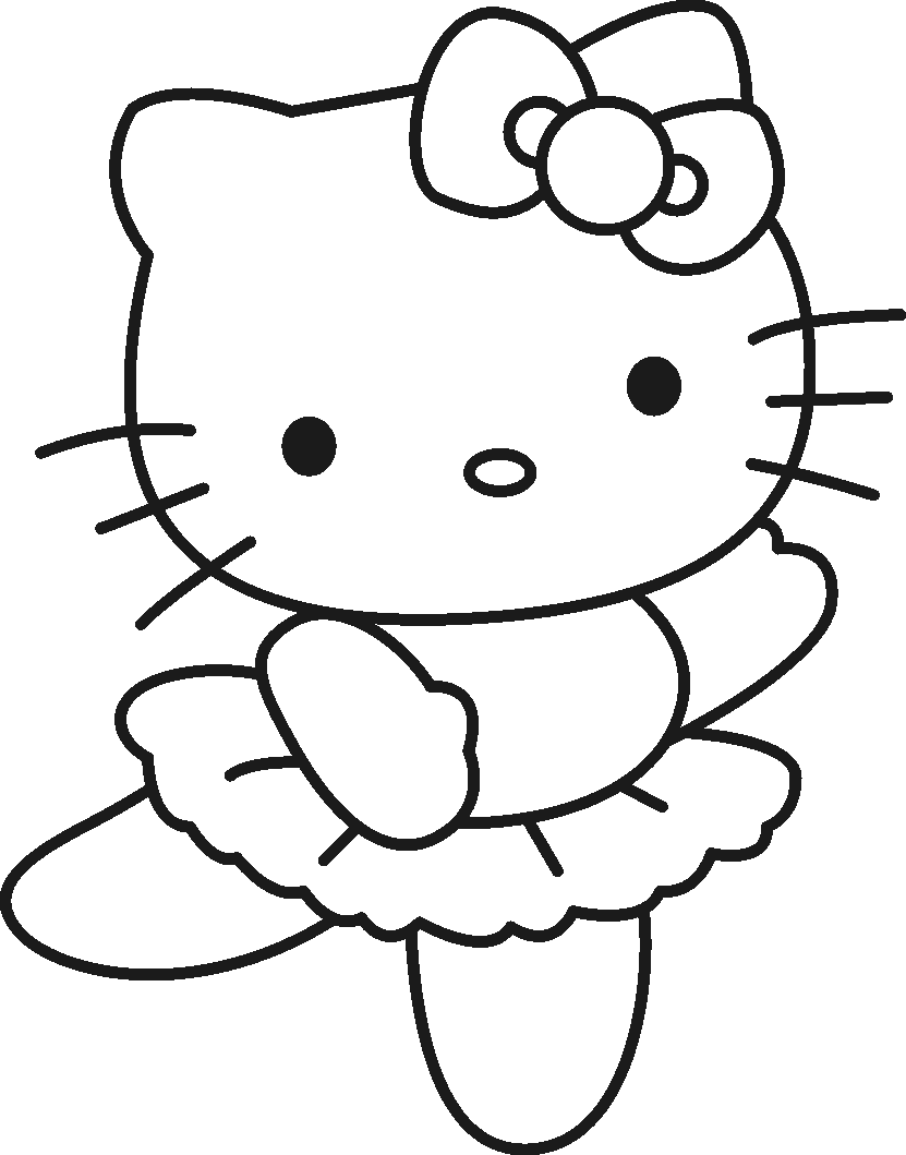 Desenho de Olá Gatinho Dançando para colorir