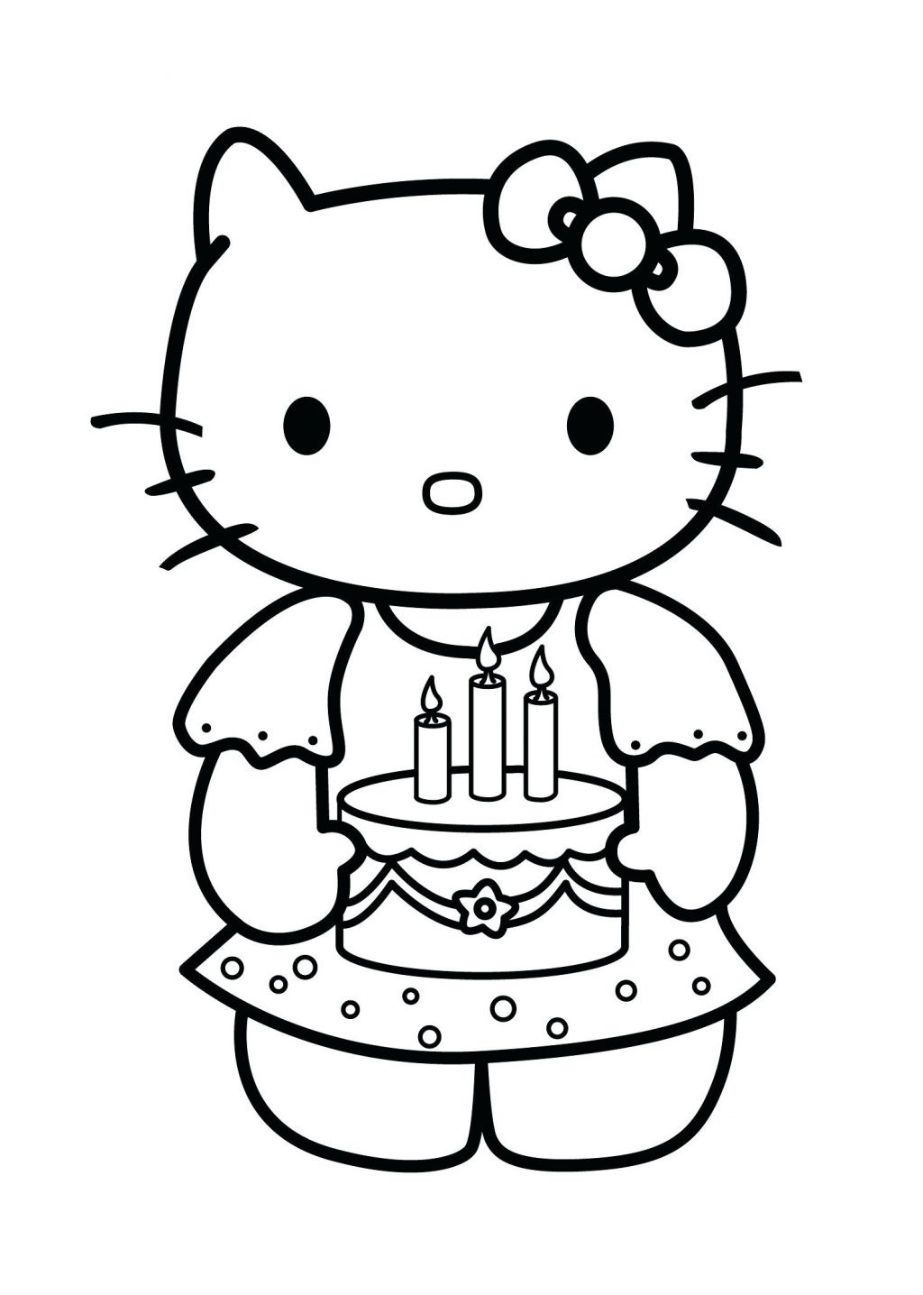 Desenho deAniversário de Olá Gatinho para colorir