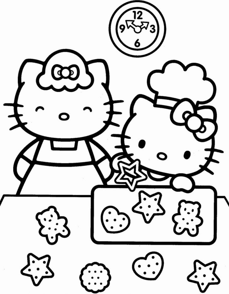 Desenho deOlá Gatinho Fazendo Biscoitos para colorir