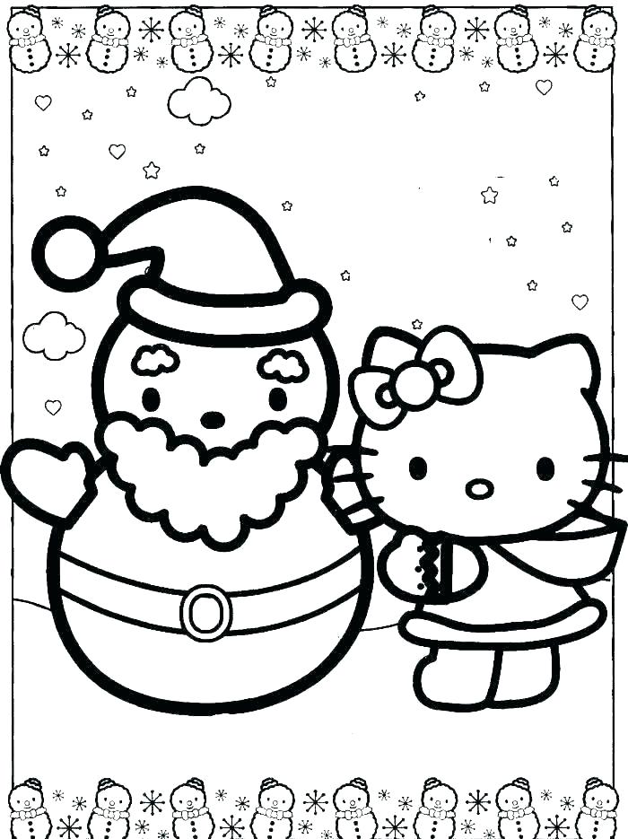 Desenho deOlá Gatinho com Papai Noel para colorir