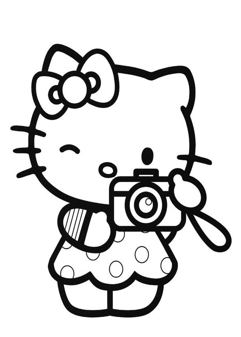 Desenho deOlá Gatinho Tirando uma Foto para colorir