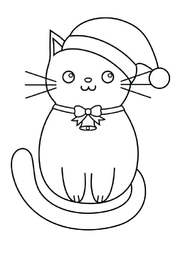 Desenho de O Gato Está Usando um Chapéu de Lã para colorir