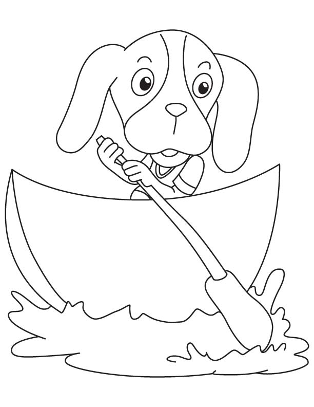 Desenho de Cachorro Barco a Remo para colorir