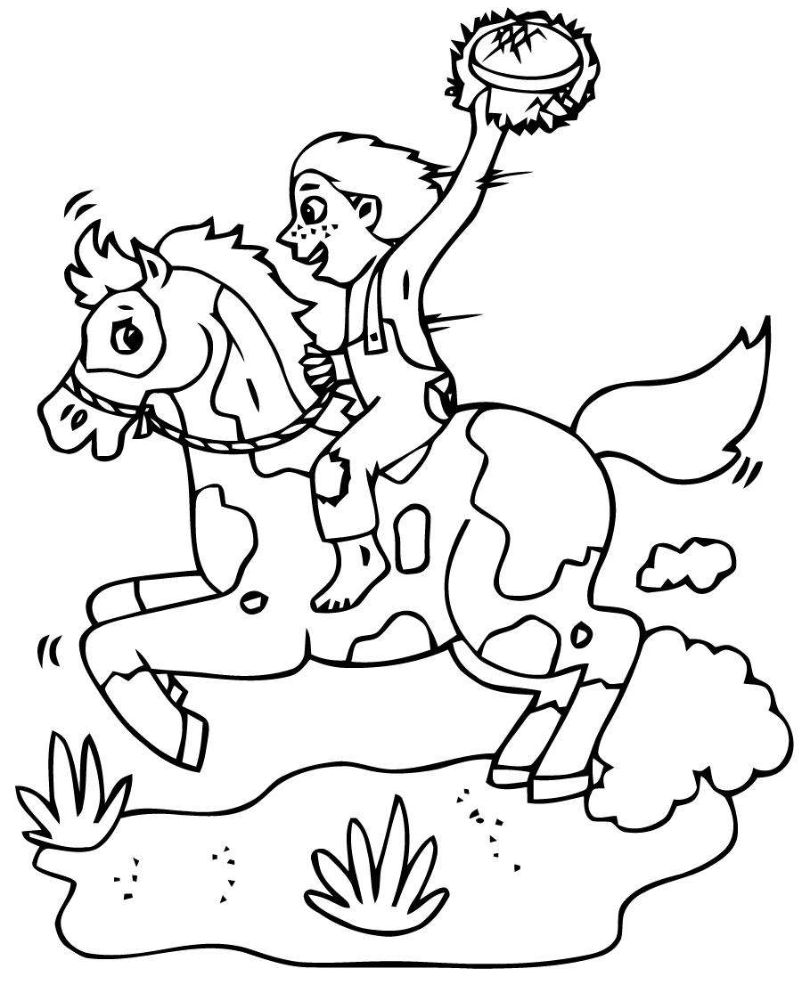 Desenho deMenino Montando um Cavalo para colorir