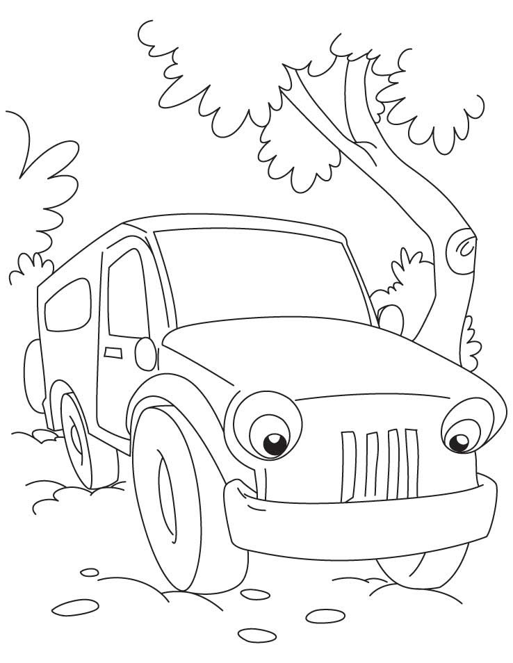 Desenho de Carro na Selva para colorir