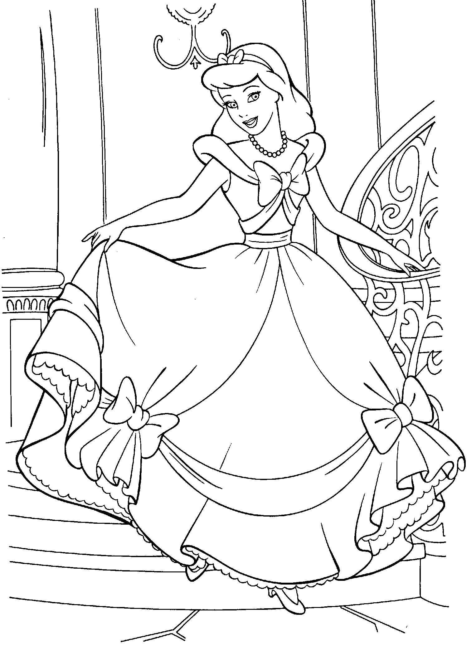 Desenho deCinderela Vestido Bonito para colorir