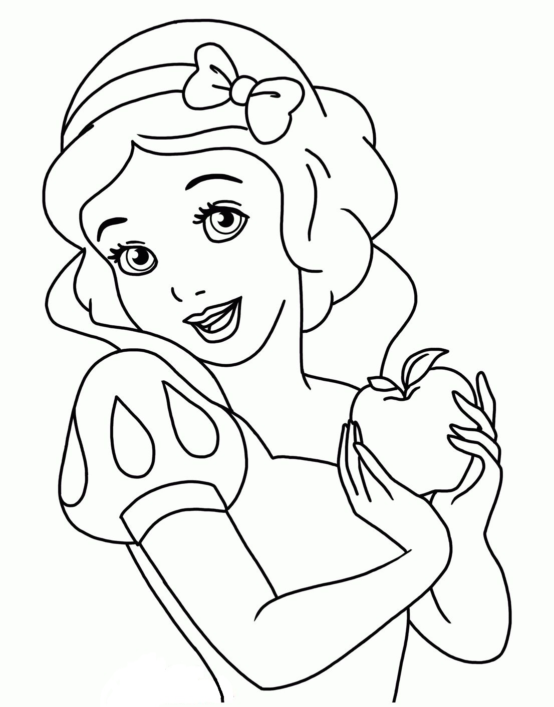 Desenho deBranca de Neve Segurando Uma Maçã para colorir