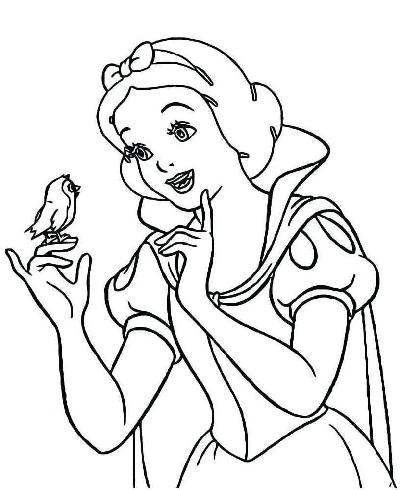 Desenho deBranca de Neve e Um Pássaro para colorir