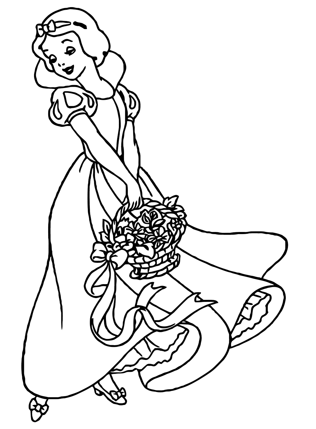 Desenho deBranca de Neve e Cesta de Flores para colorir