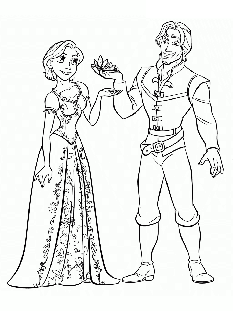 Desenho deFlynn Deu a Coroa a Rapunzel para colorir