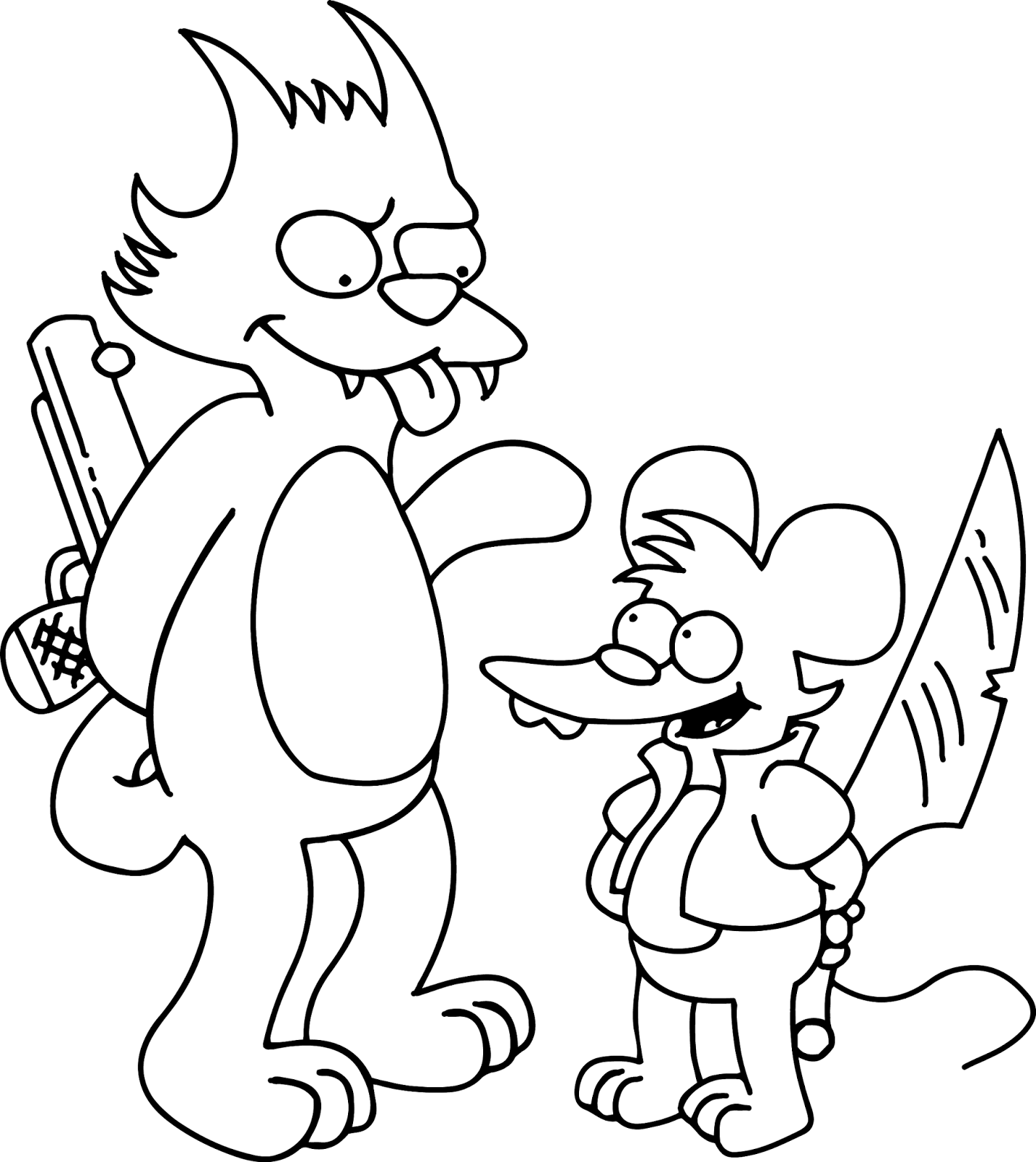 Desenho deGato e Rato em Os Simpson para colorir