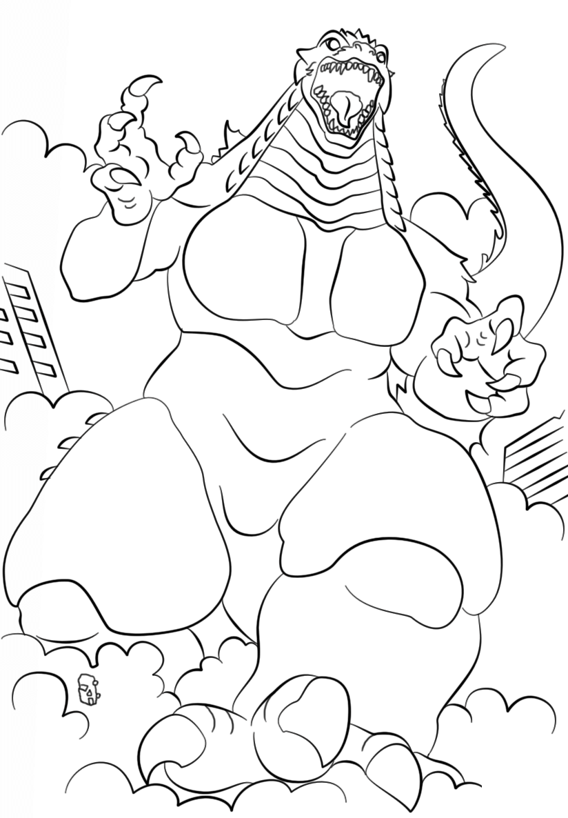 Desenho de Executando Godzilla para colorir