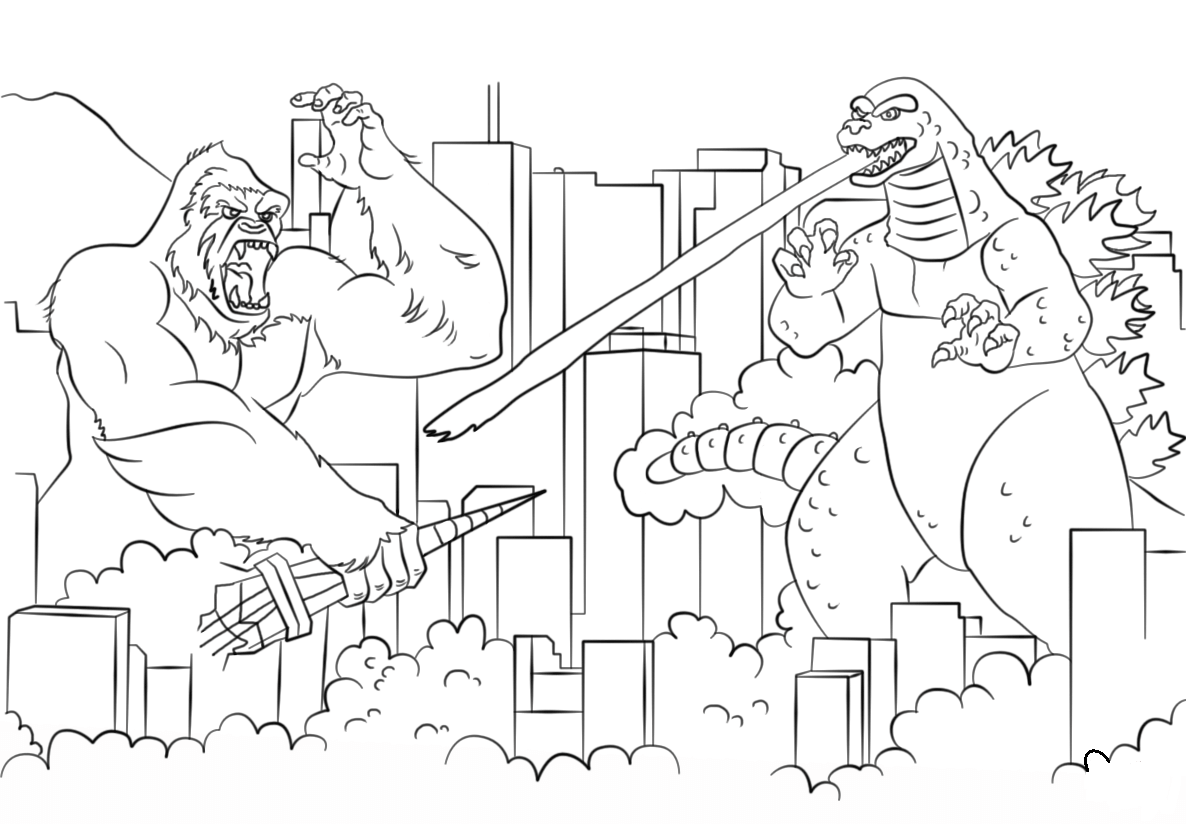 Desenho deGodzilla vs King Kong para colorir