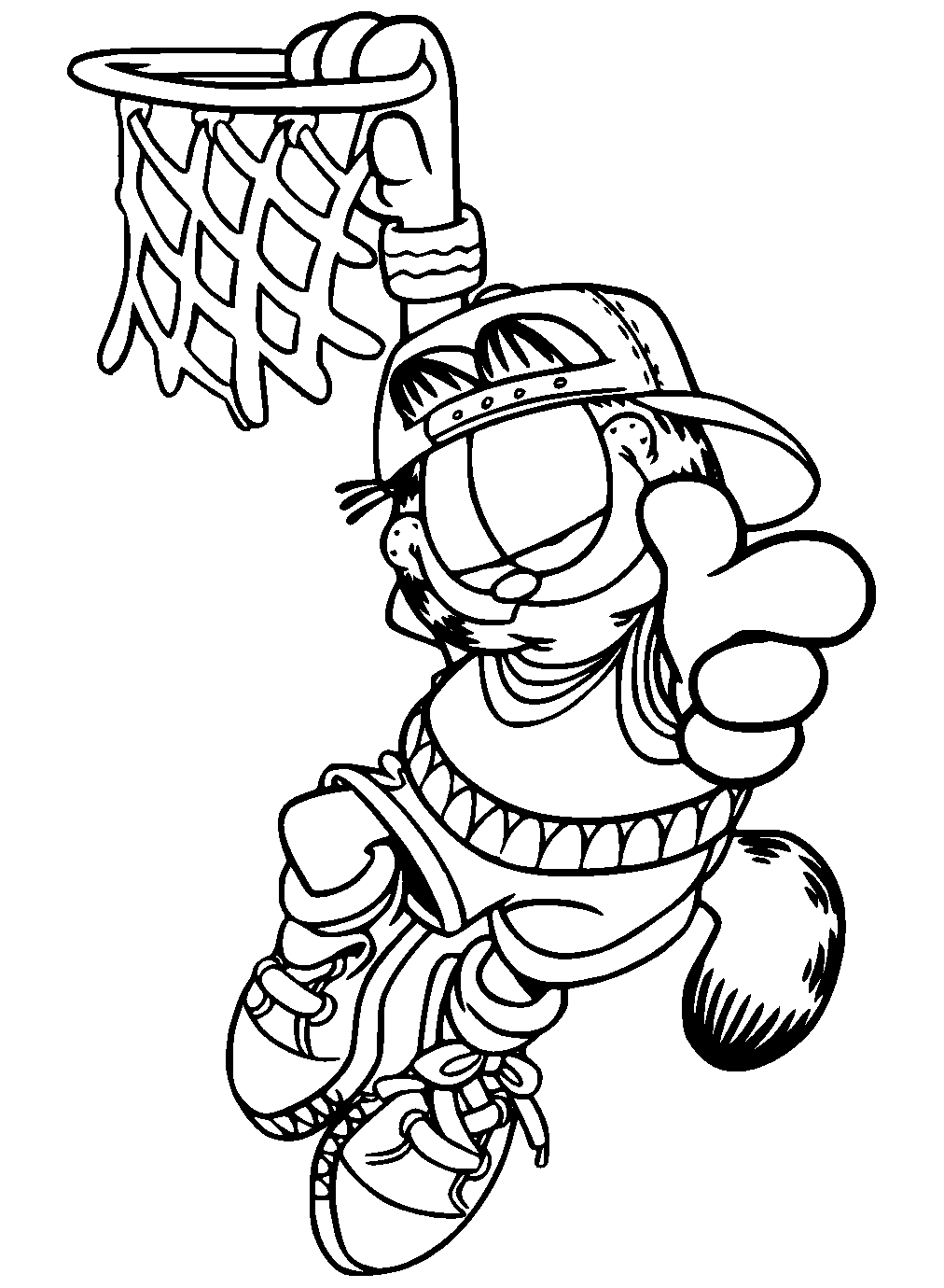 Desenho deGarfield Jogando Basquete para colorir