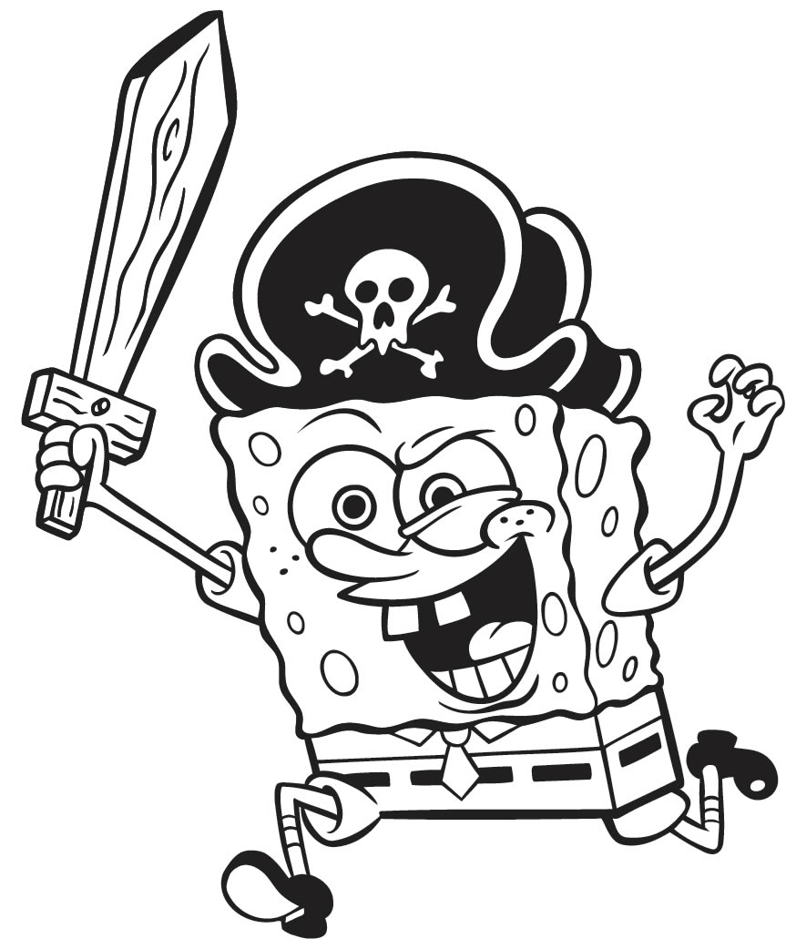 Desenho de Bob Esponja o Pirata para colorir