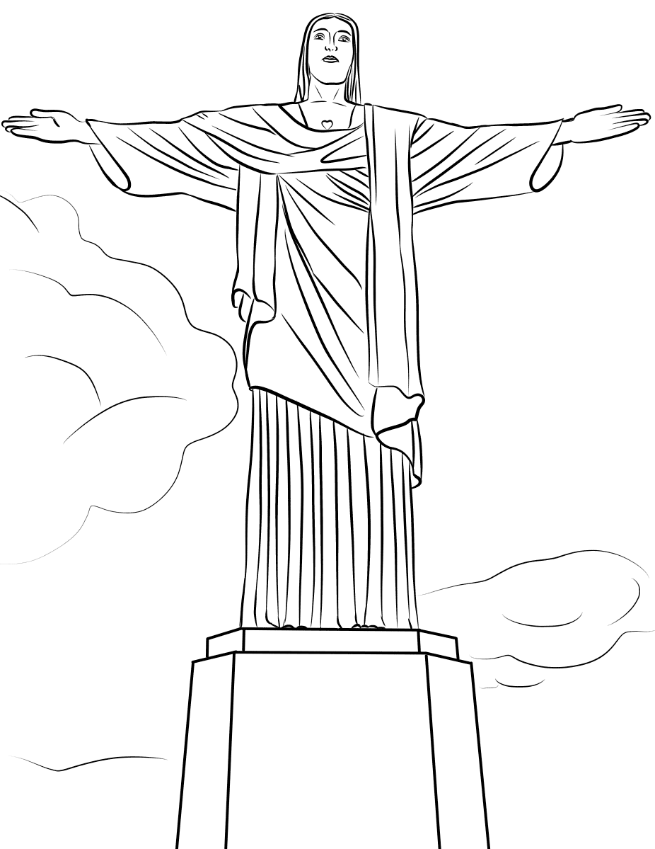 Desenhos de Cristo Redentor para colorir