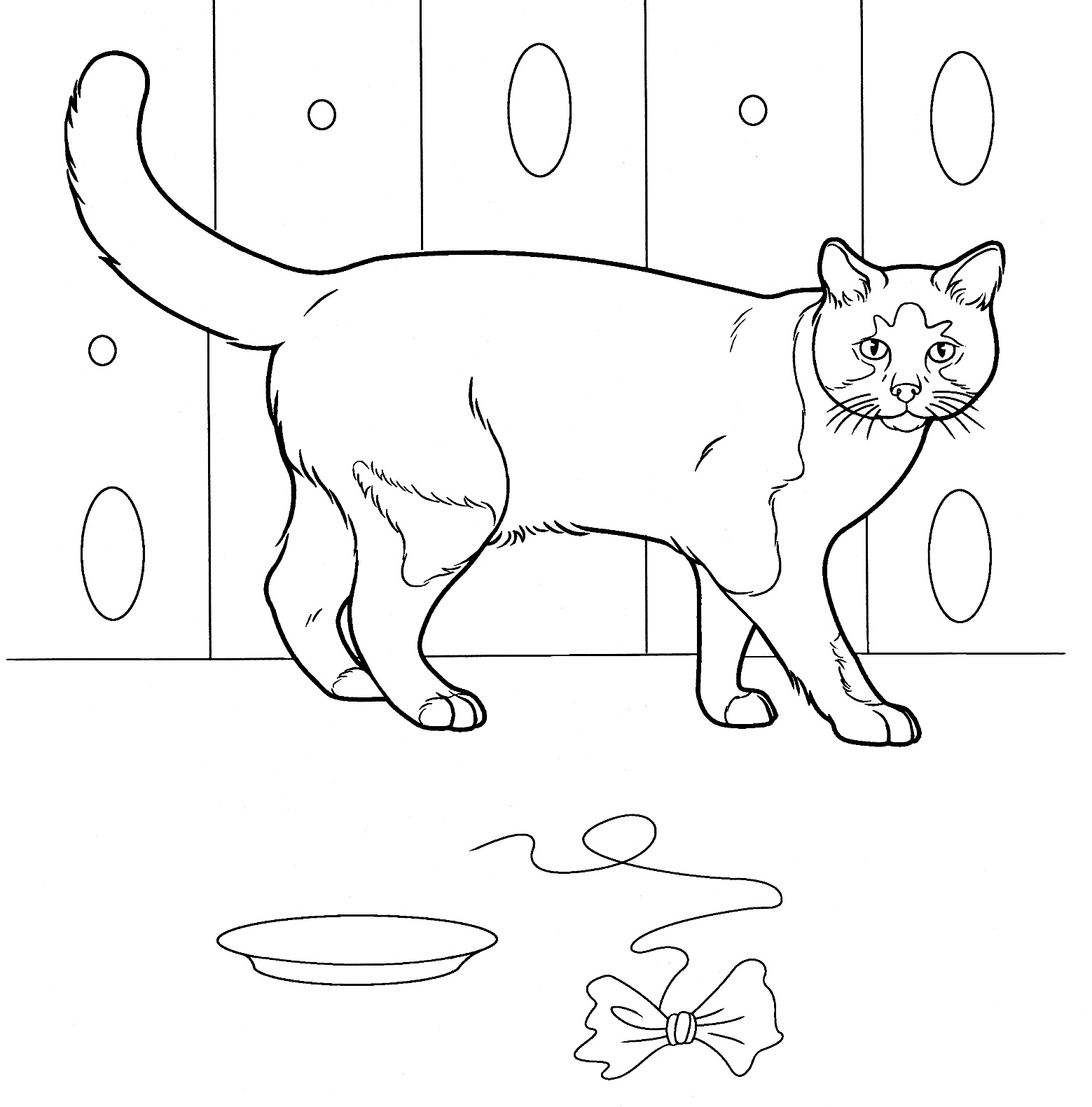 Desenho de Gatinho em Casa para colorir