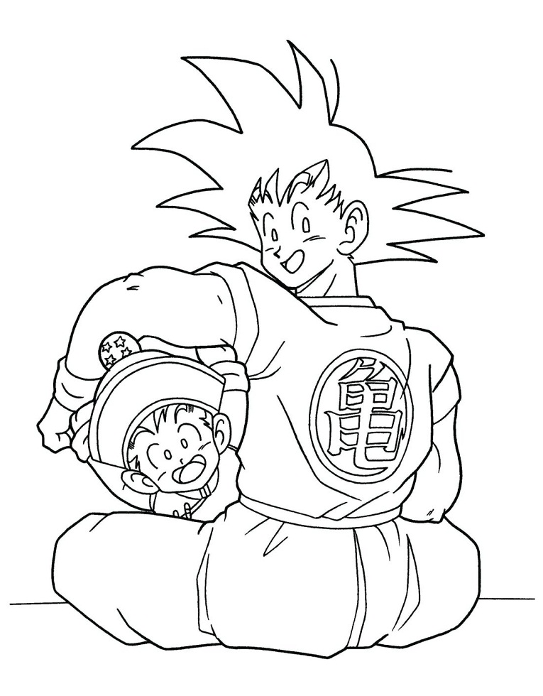 Desenho deGoku e Gohan para colorir