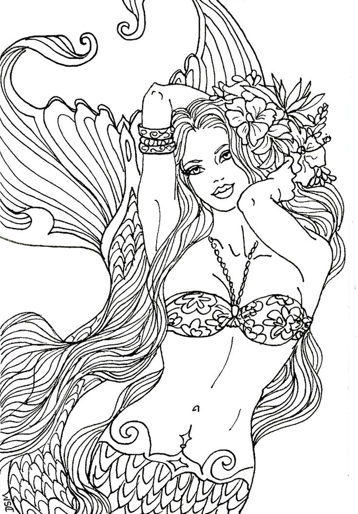 Desenho deSereia Sexy para colorir