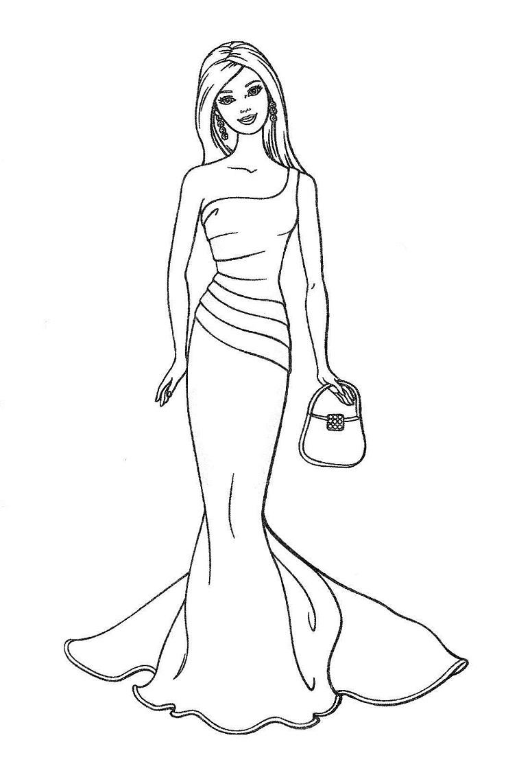 Desenho deBarbie em Lindo Vestido para colorir