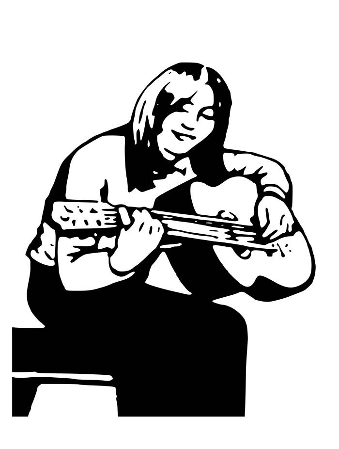 Desenho deMenina com Guitarra Tumblr para colorir