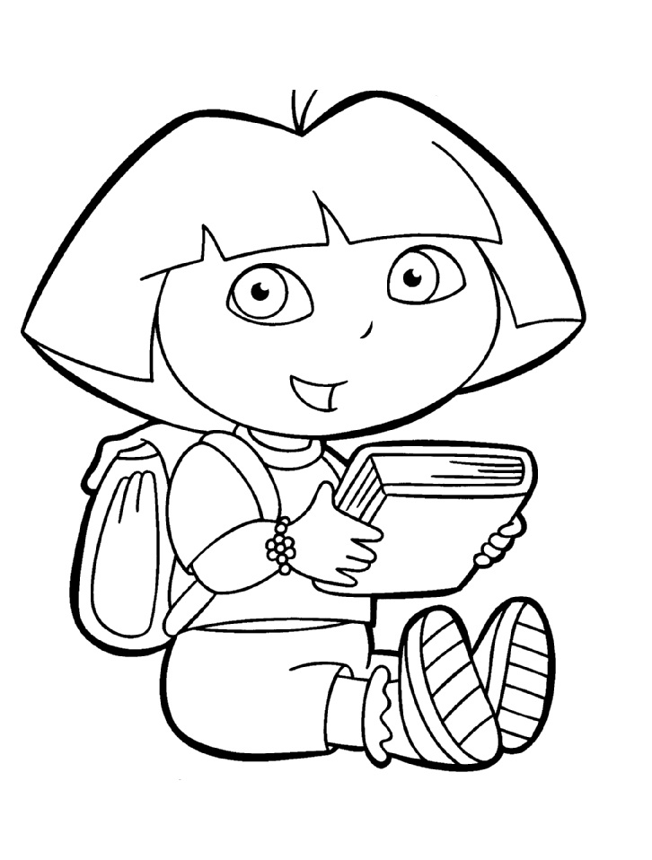 Desenho de Dora Estudando para colorir