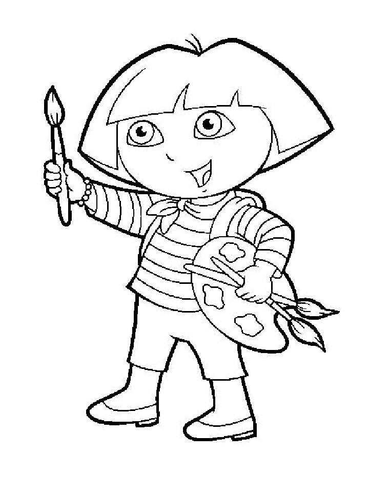 Desenho de Dora com Pincel para colorir