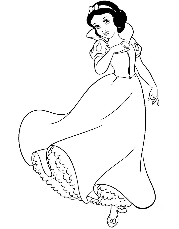 Desenho deBranca de Neve no Vestido para colorir