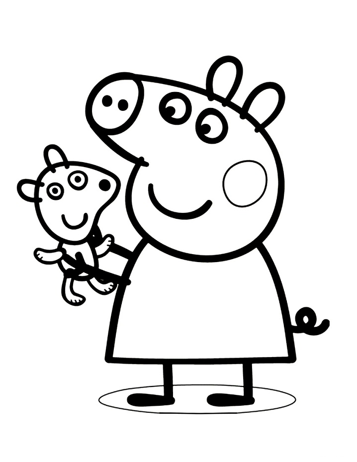 Desenho de Peppa Pig Jogando Brinquedo para colorir