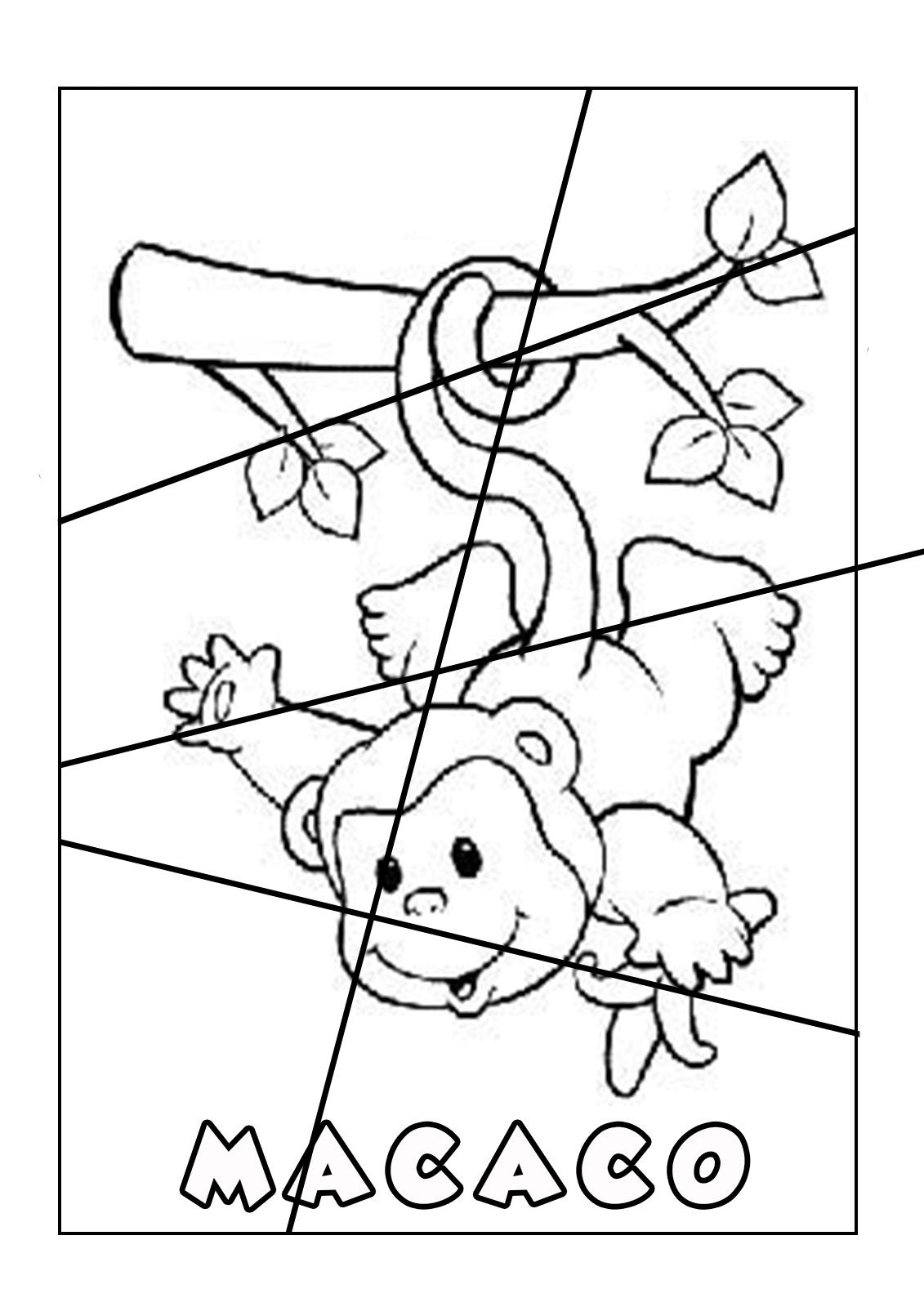 Desenho de Quebra Cabeça de Macaco para colorir