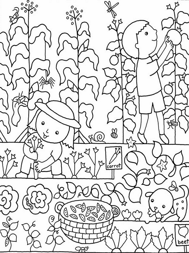 Desenho deCrianças no Jardim para colorir