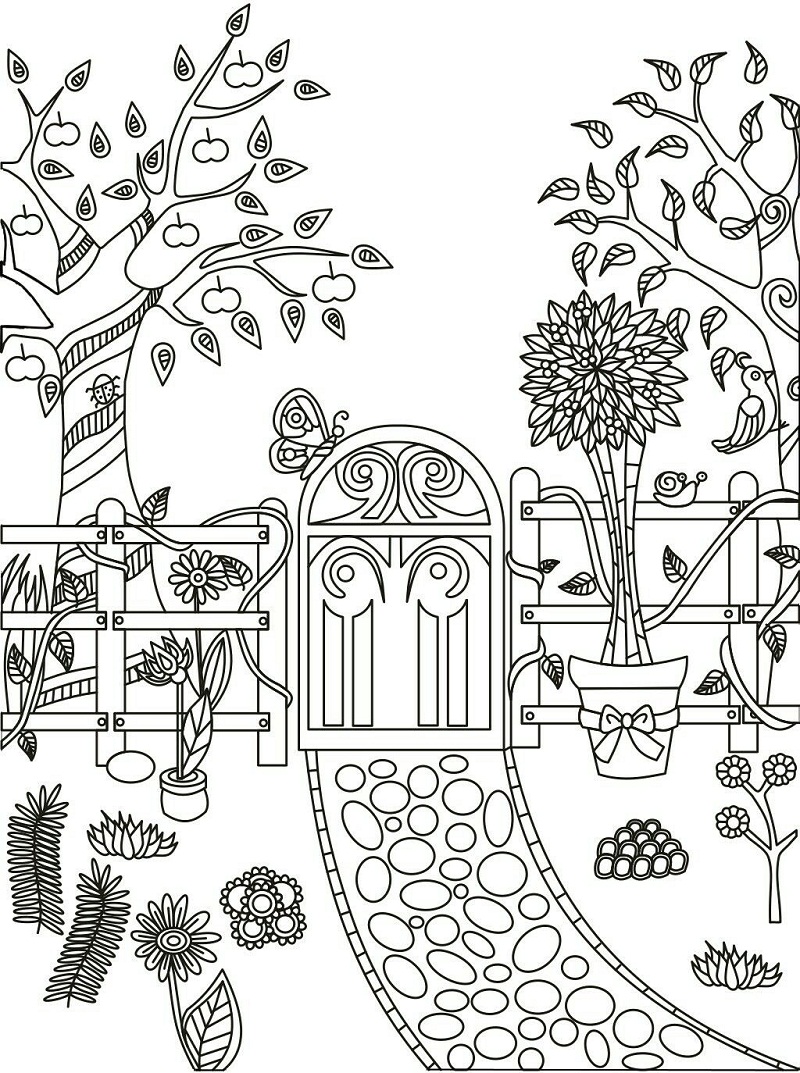 Desenho de Portão do Jardim para colorir