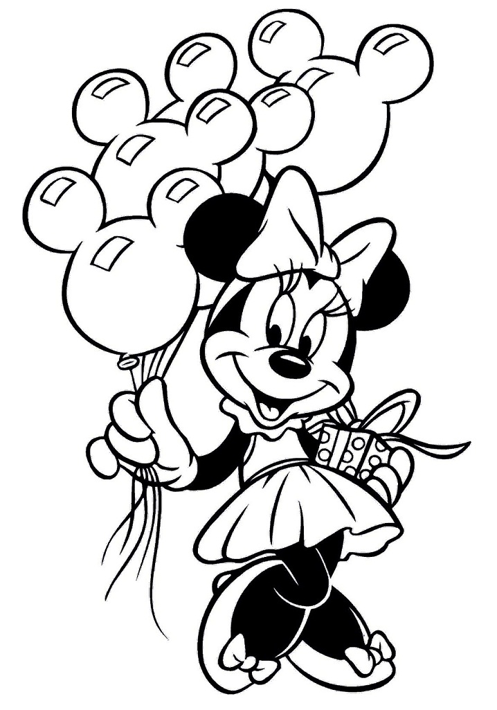 Desenho de Minnie e Balões para colorir