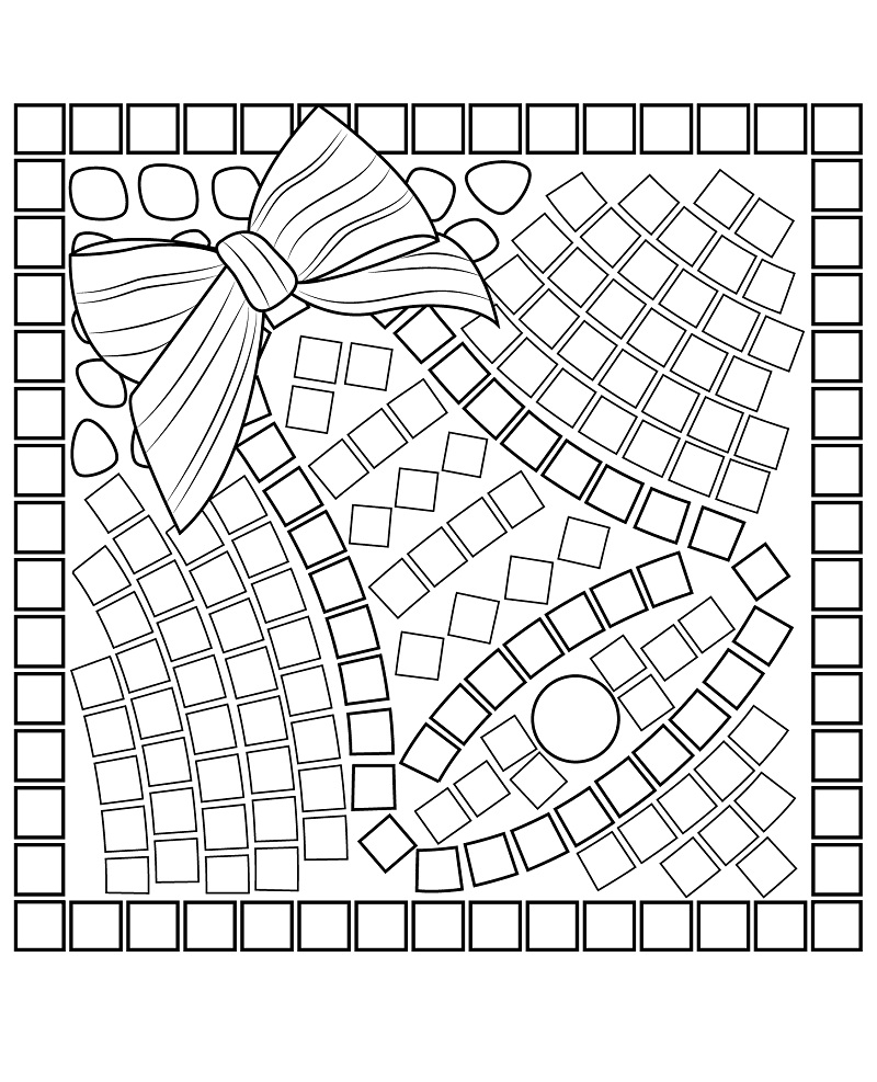 Desenho deMosaico de Sino de Natal para colorir