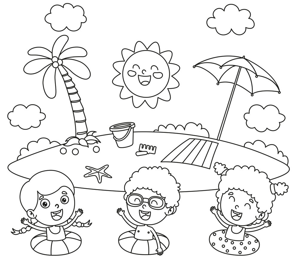 Desenhos de Praia para colorir